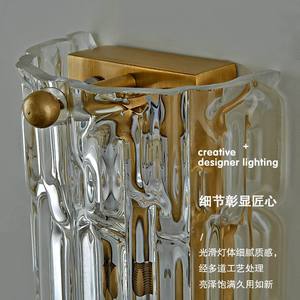 Lampe murale en verre et cuivre minimaliste nordique, design moderne et simple pour chambre à coucher, salon, mur de télévision - Product Image 5