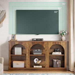 Meubles TV pour salon, support TV pour téléviseurs de 55/60/65 pouces, meuble de divertissement de style campagnard - Product Image 6
