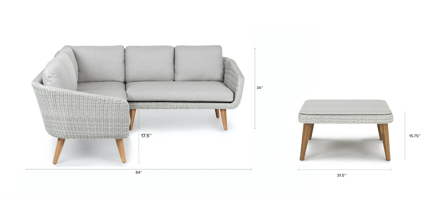 rattan sofa set L shape villa furniture  large size wicker sectional set sofa
