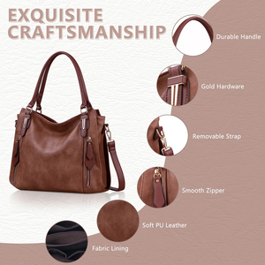 Sac à main pour femme en cuir véritable et en cuir PU avec deux sangles, fermeture à glissière, imperméable, de haute qualité, nouveau design - Product Image 4