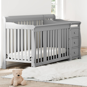 Cuna Convertible 5 en 1 con <span class=keywords><strong>Cambiador</strong></span>, Compatible con Colchón de Cuna Estándar, Se Convierte en Cama para Niños Pequeños - Product Image 1