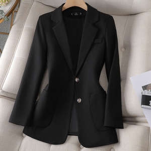 Women's Green Blazer Solid Color Single Breasted Polyester Worsted Suit Jacket For Office Casual Wear - Product Image 3