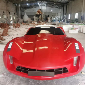 Patung mobil ukuran hidup, patung patung olahraga mobil simulasi besar kartun kuning halaman Resin serat kaca ukuran hidup luar ruangan - Product Image 3