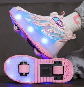 Chaussures à roulettes LED en PU pour enfants <span class=keywords><strong>MYMY</strong></span>, à roues rétractables, baskets montantes réglables, à double roue détachable pour garçons - Product Image 5