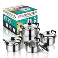 Ensemble de casseroles profondes en acier inoxydable de style américain 16-24 cm 18-26 cm, batterie de cuisine avec couvercles pour la maison, les restaurants et les hôtels