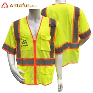 Chaleco de Seguridad de Malla Reflectante Amarillo de Alta Visibilidad ANSI/ISEA EN ISO 20471 Clase 3 con Múltiples Bolsillos para Trabajadores de la Construcción - Product Image 1