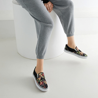 Baskets basses en toile à enfiler pour femmes Nouveau style de marche Chaussures espadrilles à plateforme imprimées à fleurs