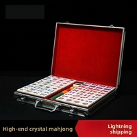 Coffret Cadeau de Tuiles de Mahjong et de Poker en Acrylique Haut de Gamme avec Jetons Intégrés, Dés à Thème Vent, Boîte en Aluminium, Marque JIAYI, pour Casino et Jeux à Domicile