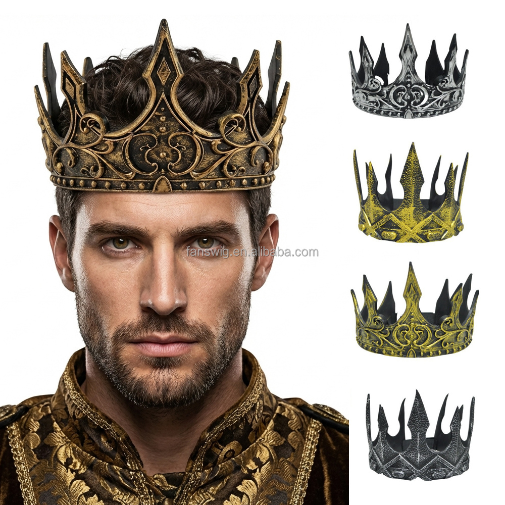 Corona De Rey Dorada - Disfraz Medieval Para Hombre, Ideal Para Fiestas, Cosplay Y Eventos Temáticos Corona De Rey Dorada - Disfraz Medieval Para Hombre, Ideal Para Fiestas, Cosplay Y Eventos Temáticos