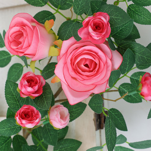 Guirlandes de roses artificielles Hua Qianyun, fleurs en soie à suspendre, décoration murale, plantes vertes suspendues, fleurs pour la décoration de la maison - Product Image 3