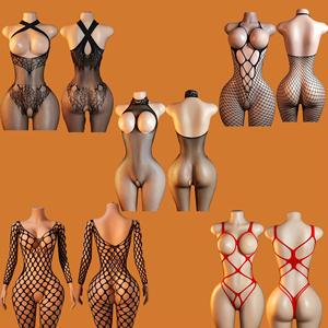 PEEQI 5005 Nuevo Estilo Más Vendido, Lencería de Moda para Mujer, Body de Malla Transparente sin Mangas, Color Sólido, Diseño Calado - Product Image 1