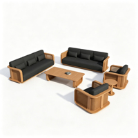 Ensemble de canapés d'extérieur de luxe, structure en teck massif, meubles de jardin et de terrasse, coussins imperméables, canapé lounge pour villa, hôtel, complexe hôtelier