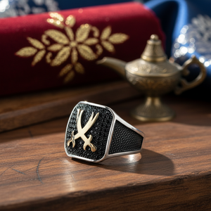 925K Sterling <b>Silver</b> New Design Sword Turkish <b>Men</b> Zircon <b>Ring</b> - Product Image 3