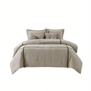 Juego de Edredón Moderno a Rayas, 7 Piezas, Decoración para el Hogar, Diseño Cosido, Máxima Comodidad D0100HRI3EJ - Product Image 1