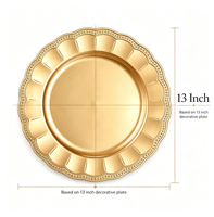 Assiettes de présentation dorées de 13 pouces, robustes et réutilisables en plastique, pour la mise en table de mariages, anniversaires et fêtes