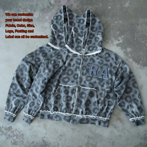 RAMAX Factory Custom Streetwear Acid Wash <b>Camo</b> <b>Jacket</b> Oversized French Terry Cotton Baggy Men Boxy Zipup Hoodie Embroidered - Product Image 1