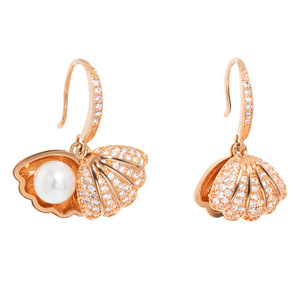EDdoi KO-582 Pendientes de tuerca con diseño de Año Nuevo, con forma de concha de sangre de <span class=keywords><strong>Huha</strong></span>, de alta calidad, con microincrustaciones de circonita, delicados y de nicho para mujer - Product Image 5