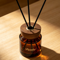 Botol Parfum Reed Diffuser Kaca Amber Kosong Desain Baru Custom 50ml 100ml 150ml 200ml dengan Tutup Kayu dan Stik