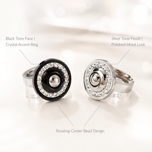 Hot Trend Retro Unique Women Circular Spinner Statement <b>Ring</b> Rotatable Disc With Surround Pave <b>Crystals</b> For Holiday - Product Image 3