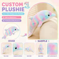 Jouets en peluche personnalisés OEM/ODM, poupées personnalisées, jouets doux et câlins en forme de dauphin tie-dye, poupées oreillers série Océan, cadeaux d'anniversaire.