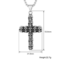 Bijoux d'halloween de haute qualité en acier inoxydable, collier gothique religieux Design 3D tête de crâne croix pendentif pour hommes femmes