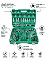 Juego de Herramientas de Reparación Manual Práctico con Llave de Trinquete y 172 Piezas para Desmontaje de Automóviles, para Uso en Talleres