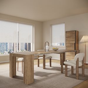 Juego de Comedor de Lujo con Mesa Plegable Rectangular de Panel de Madera Moderno Extensible y Transformable para Apartamento y Hotel - Product Image 4