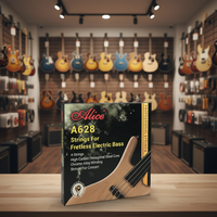 Senar Gitar Bass ALICE A628(4)-M Steel Fretless 4-String Tahan Lama Berlapis