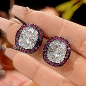 Ensemble de bijoux de fête écologiques en cuivre pour femmes, zircon blanc 12*16-10*12mm, plaqué or, brillant - Product Image 4