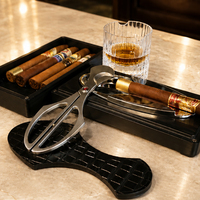 Kit de cigares de luxe, accessoires métalliques pour cigares, coffret cadeau, coupe-cigares, ciseaux, cendrier à cigares, humidor à cigares, étui de rangement en bois, vente en gros