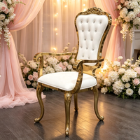 Luxuriöser Goldener Edelstahl-Thronstuhl Gepolsterter Hochzeitsstuhl Gepolsterter Königs- und Königinnen-Bankettstuhl Hotel-Event-Möbel