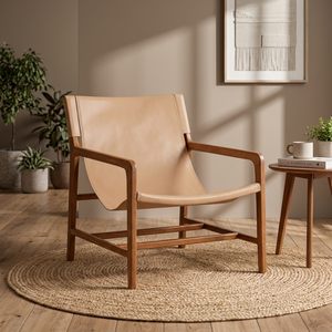 Modern Teak <b>Garden</b> <b>Chair</b> With Tapered Legs Beige Sling Seat Outdoor Furniture Manual <b>Recliner</b> Comfortable Design - Product Image 3