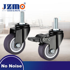 4 Zoll Japan Geräuscharmes Leichtes Möbel-Rollenrad, Starres Rotationsrad für Schwerlast-Stühle, Schwarzes Polyurethan-Rollenrad mit Schraubbefestigung - Product Image 1