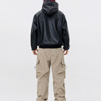 Sweat-shirt à capuche en cuir PU fonctionnel brodé avec logo personnalisé OEM pour hommes et femmes