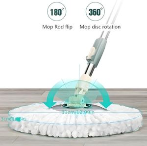 For Bucket Set Steel Telescopic Handle Foldable Spinning Round Mop with 2 Microfiber Heads Self-Wringer for Floor Cleaning - Product Image 4
