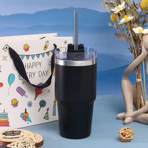 Gobelet isotherme en acier inoxydable de 30 oz, léger et portable, avec poignée et couvercle à paille, idéal pour les voyages en sac à dos - Product Image 4