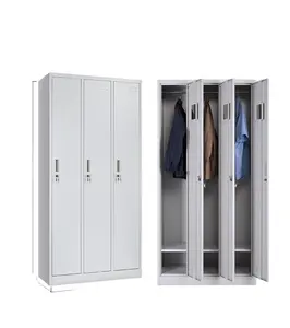 Armário de aço com 3 portas, guarda-roupa de metal, armário de aço, armários para armazenar roupas, guarda-roupas