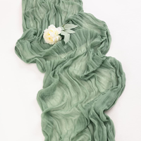 Lot de 6 chemins de table durables en gaze de coton vert sauge, 10 pieds, style bohème, 120 pouces de long, pour mariage, baby shower, fête d'anniversaire