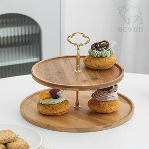 ถาดไม้ไผ่สำหรับเสิร์ฟขนมหวาน ของขวัญ ของตกแต่งงานปาร์ตี้ ถาดวางเค้ก คัพเค้ก ขนมหวาน - Product Image 3