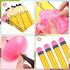 Grosir 3 buah/pak <span class=keywords><strong>PVC</strong></span> mainan pensil tiup kelas terinspirasi kembali ke pesta sekolah balon bentuk pensil kelas - Product Image 6