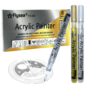 Flysea Acrylverfmarkers 3 Goud 3 Zilver Permanente Verfpennen voor Plastic Glas Keramiek Hout Stof Rubber Steen - Product Image 1