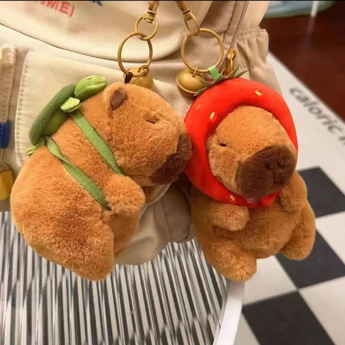 Hot Sale Cartoon Pendants Bag Ornaments Capybara Plush Keychains Backpack Handbag Capymuas Plush Dangle Doll