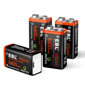 Bateria de íon de lítio recarregável USB de alta qualidade 600mAh 9v 5400mwh USB para multímetro