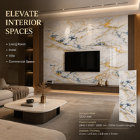 Panneau mural décoratif en PVC brillant MORLENX, agate bleu or, marbre UV, pour la décoration intérieure d'hôtels et de villas