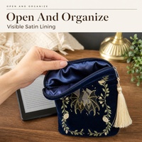 Housse de protection pour livre en velours brodée sur mesure, pochette pour journaux et carnets, housse pour liseuse électronique