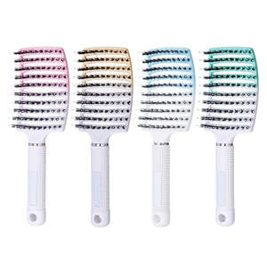 Gradient Large Curved Comb Pig Bristle Nylon Massage Hair Styling Comb 24cm Home Use - Product Image 2