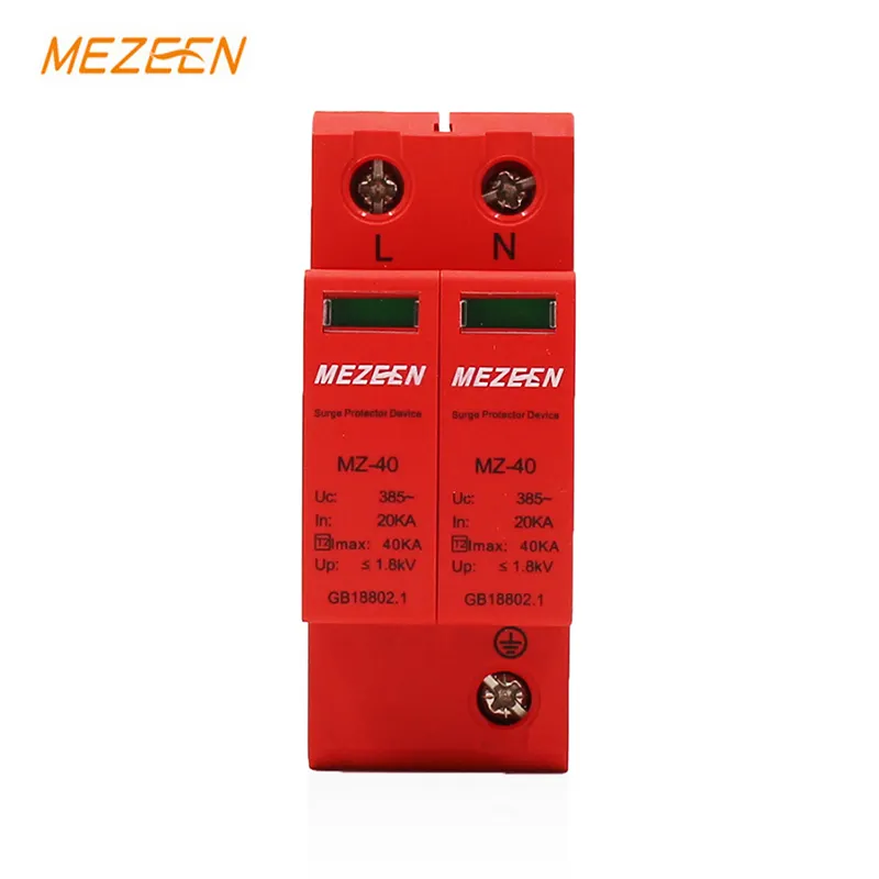 SPD DHEN Type Surge Protection Devices AC T2 level 2P 20-60KA Power Supply 275V/385V/420V SPD with led lighting