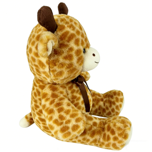 Girafe en peluche personnalisable avec ruban marron, girafe souriante en peluche, jouet en peluche à imprimé girafe marron clair - Product Image 3