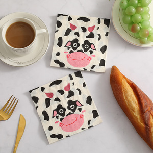 <b>Cow</b> Printed Paper Napkins 250mmx3250mm Square Disposable Tableware For Themed Party Decorations - Product Image 1