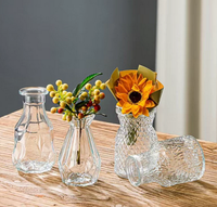 Vases à fleurs modernes miniatures en verre transparent de style vintage pour mariage, maison, table, fête, sol, mur et dessus de table